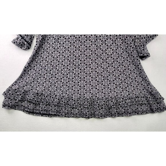 Robert Louis Medium Black White Geometric Print Tunic Top Flowy Design - Picture 5 of 10